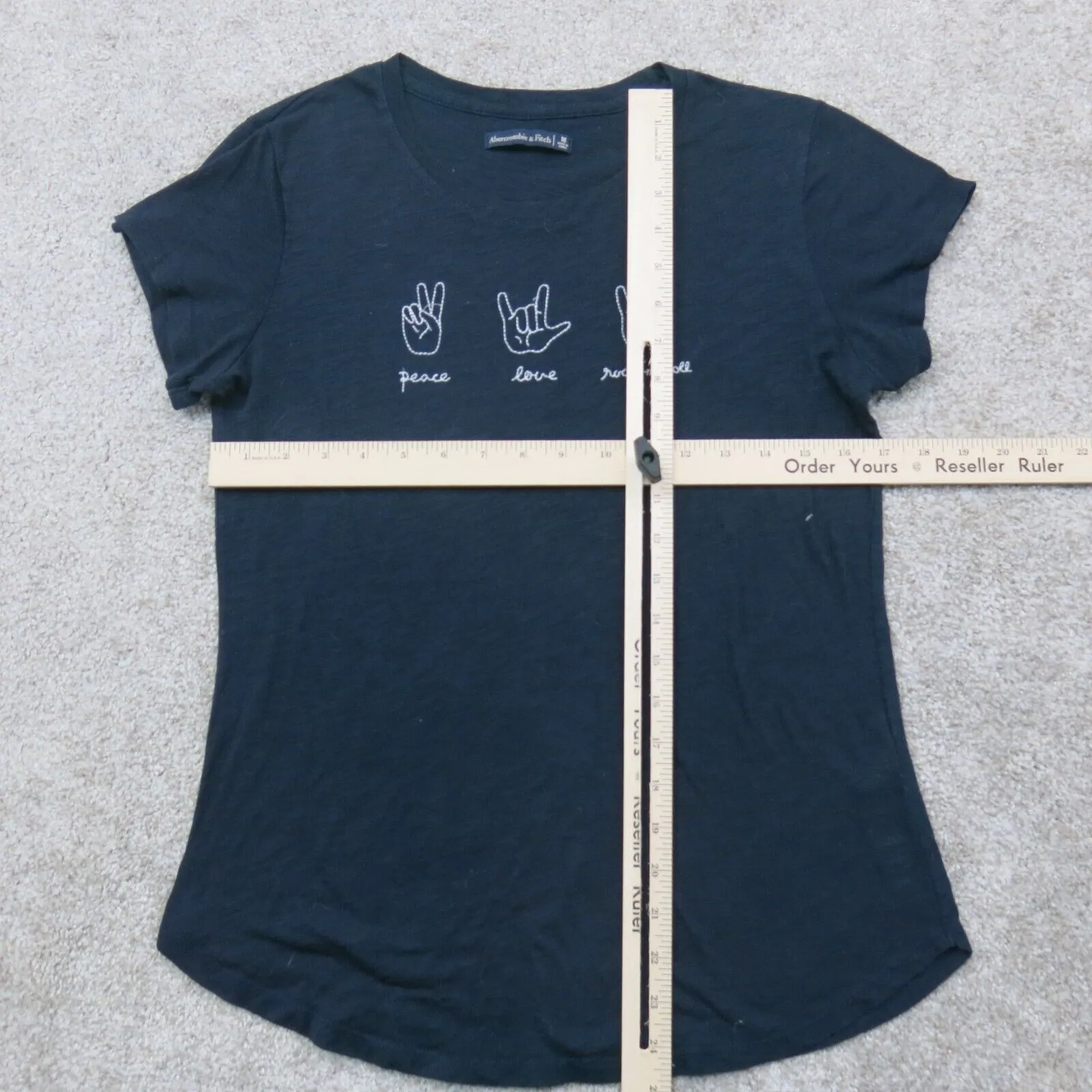 Abercrombie & Fitch Womens Crew Neck T Shirt Top Short Sleeve Navy Blue Size M