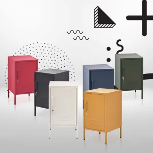 Adjustable Metal Bedside Table with Storage - ArtissIn
