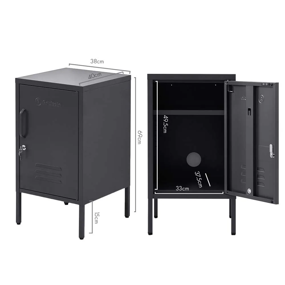 Adjustable Metal Bedside Table with Storage - ArtissIn