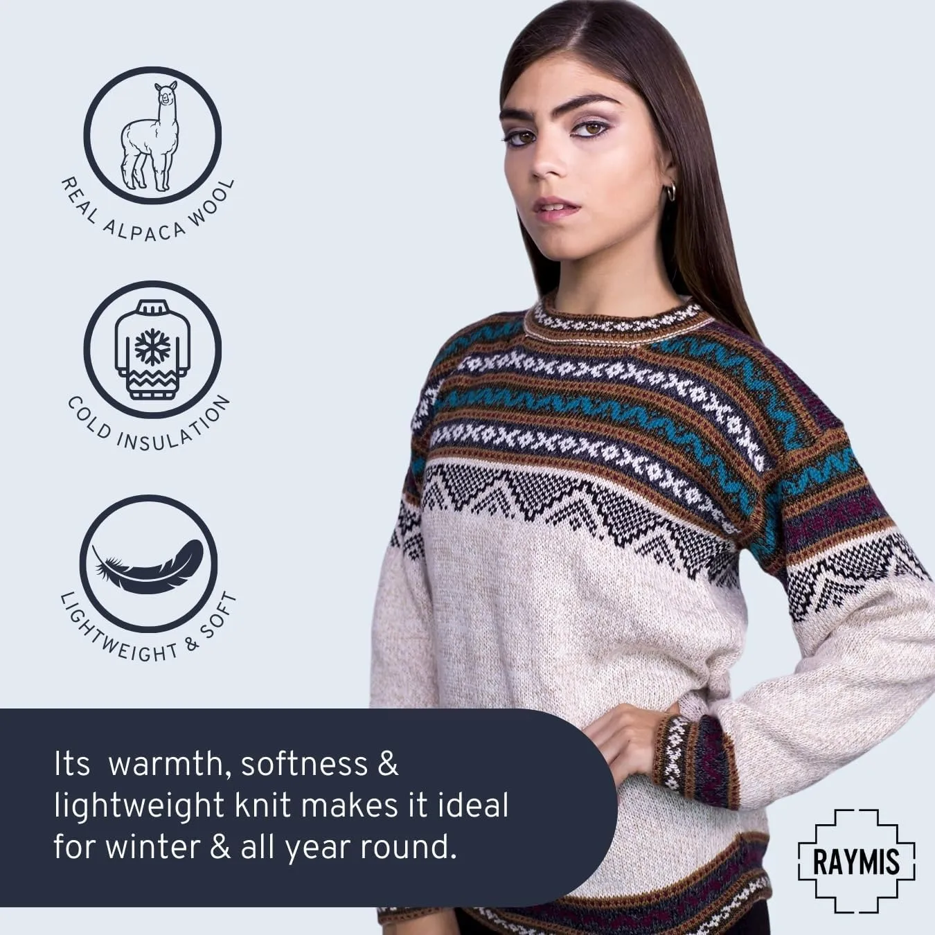 Alpaca Wool Sweater Women | Alpaca Wool Cardigan Women | Warm & Soft Alpaca Sweaters Women | Alpaka Fair Isle Sweater
