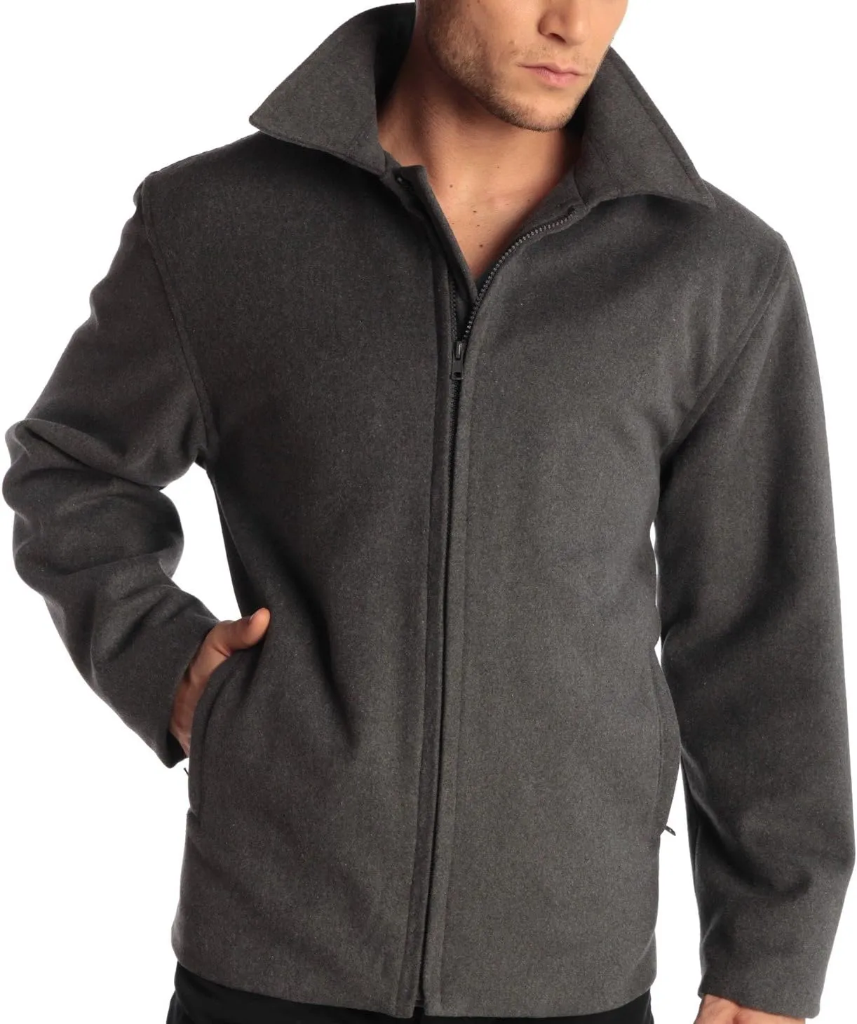 Alpine Swiss Grant Mens Wool Jacket  28" James Dean Style Bomber with Zippered Pockets