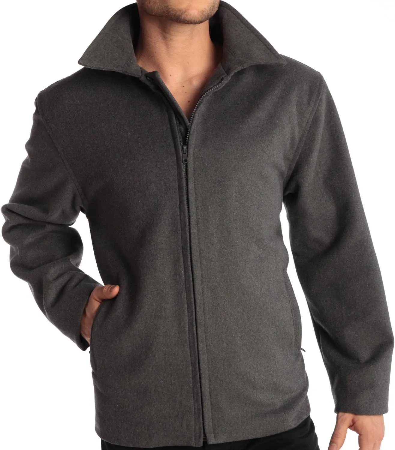 Alpine Swiss Grant Mens Wool Jacket  28" James Dean Style Bomber with Zippered Pockets