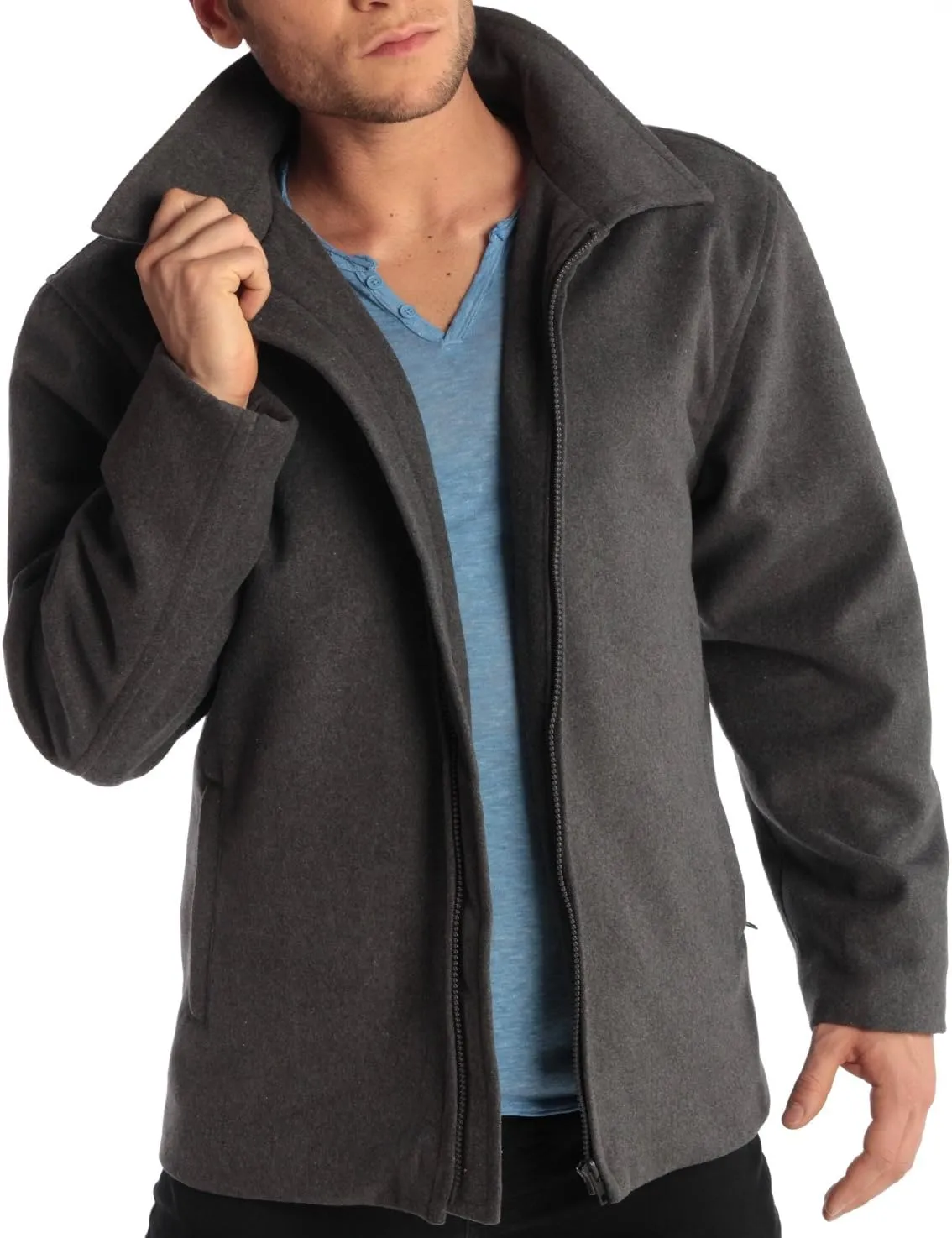 Alpine Swiss Grant Mens Wool Jacket  28" James Dean Style Bomber with Zippered Pockets