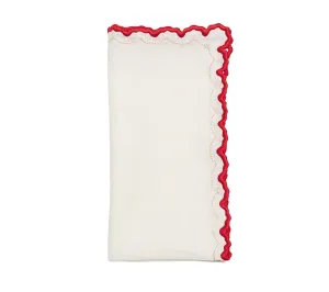 Arches Napkin in White Red & Gold Set of 4 by Kim Seybert