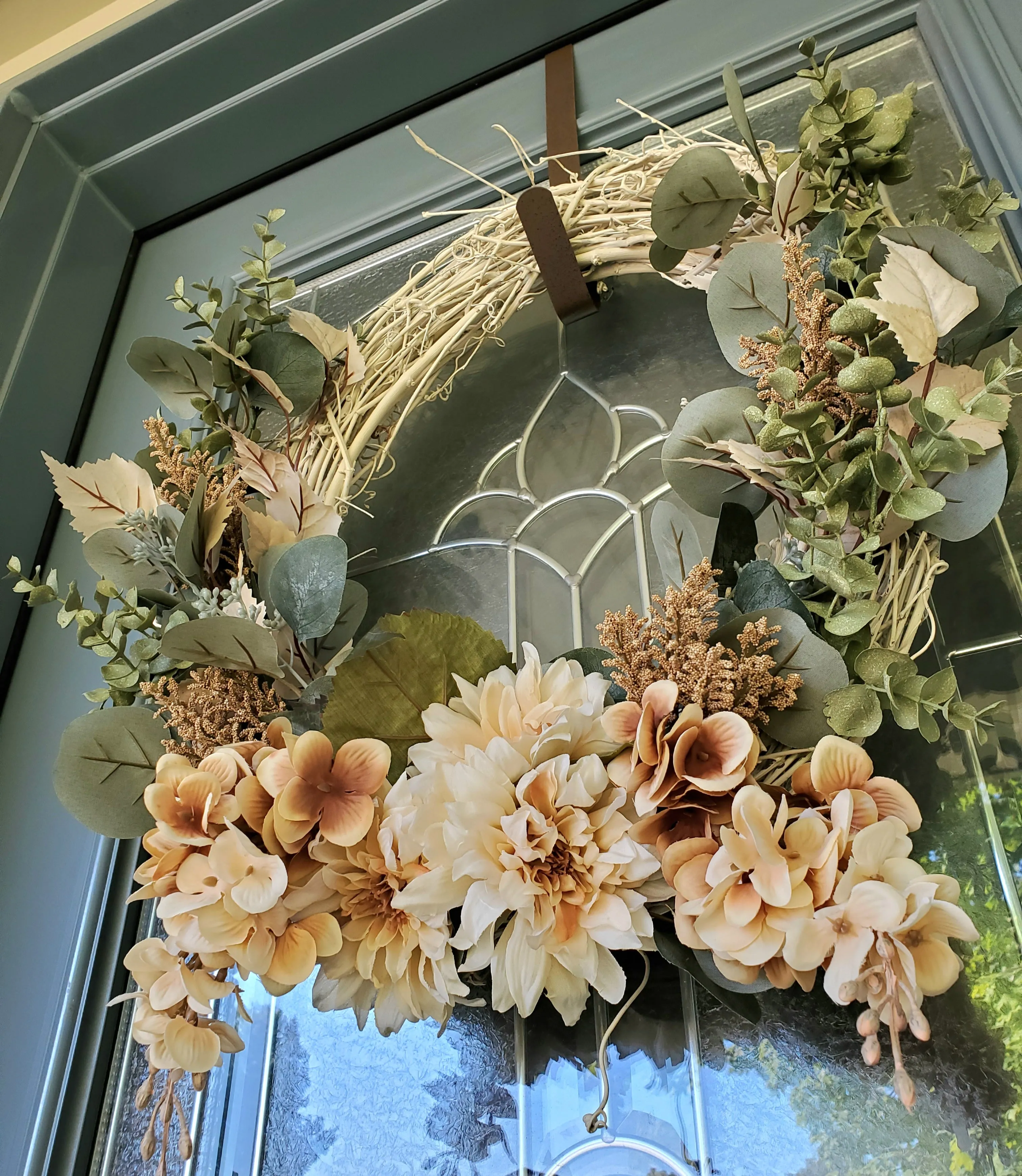 Autumn Wreath with Cream and Pale Pastels - A Delicate and Elegant Home Decor Piece
