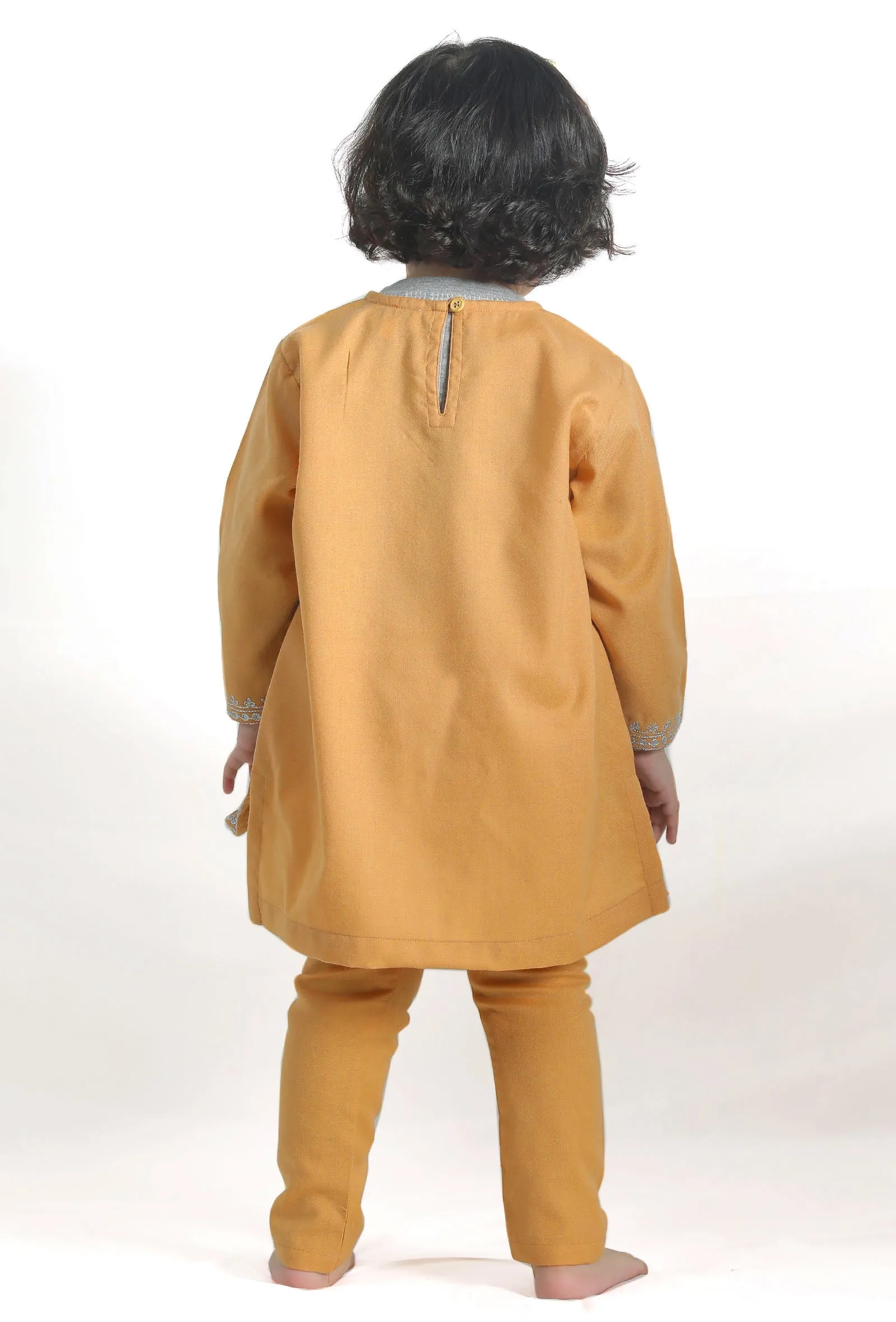 Beige Pure Woollen Phiran set