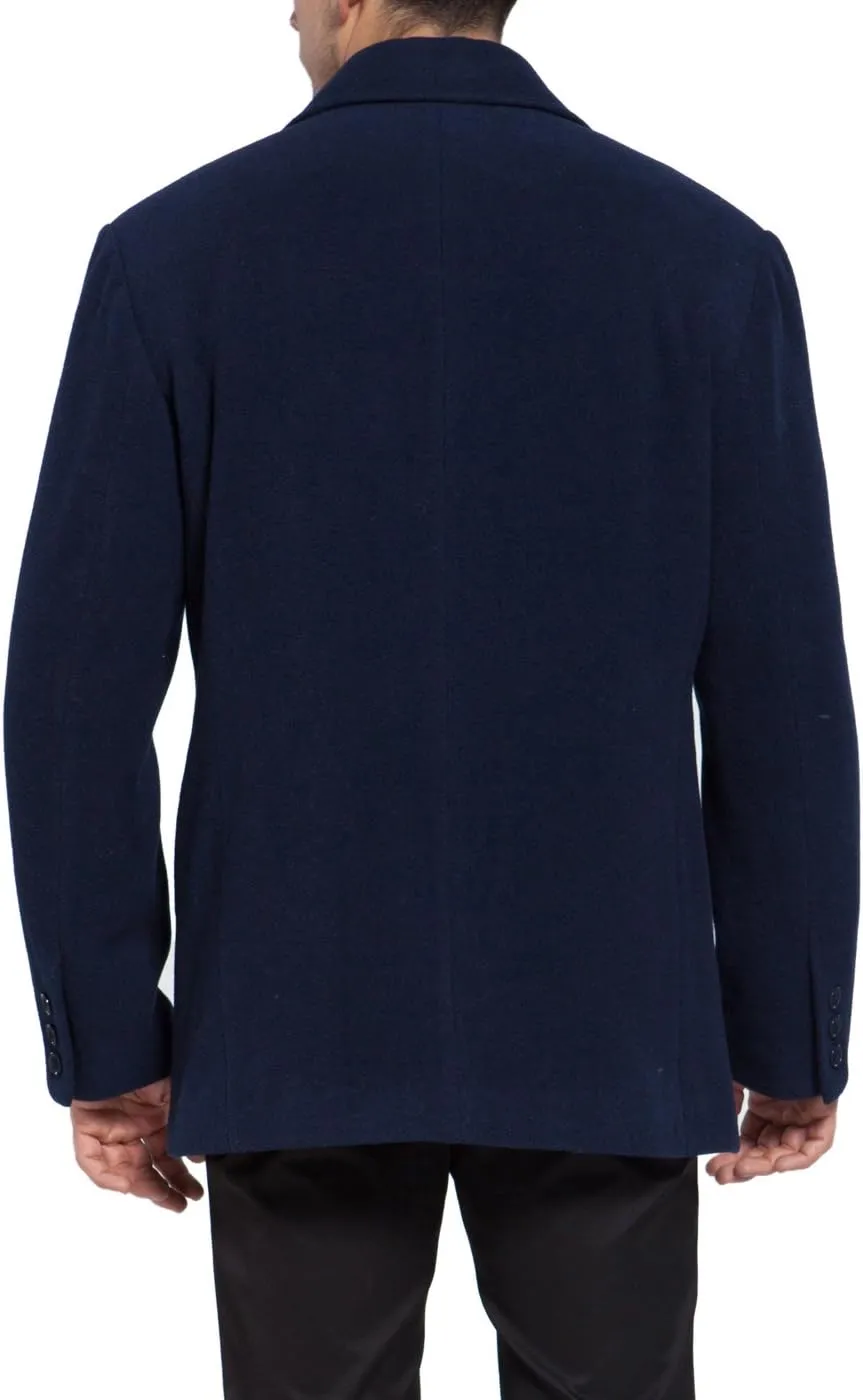 BGSD Men Mark Classic Wool Blend Double Breasted Walking Pea Coat (Also available in Big and Tall and Short)