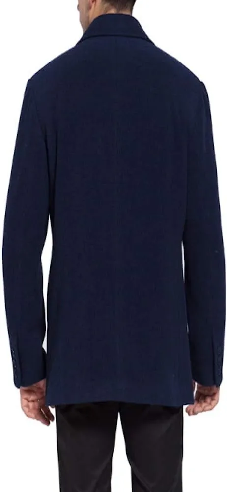 BGSD Men Mark Classic Wool Blend Double Breasted Walking Pea Coat (Also available in Big and Tall and Short)