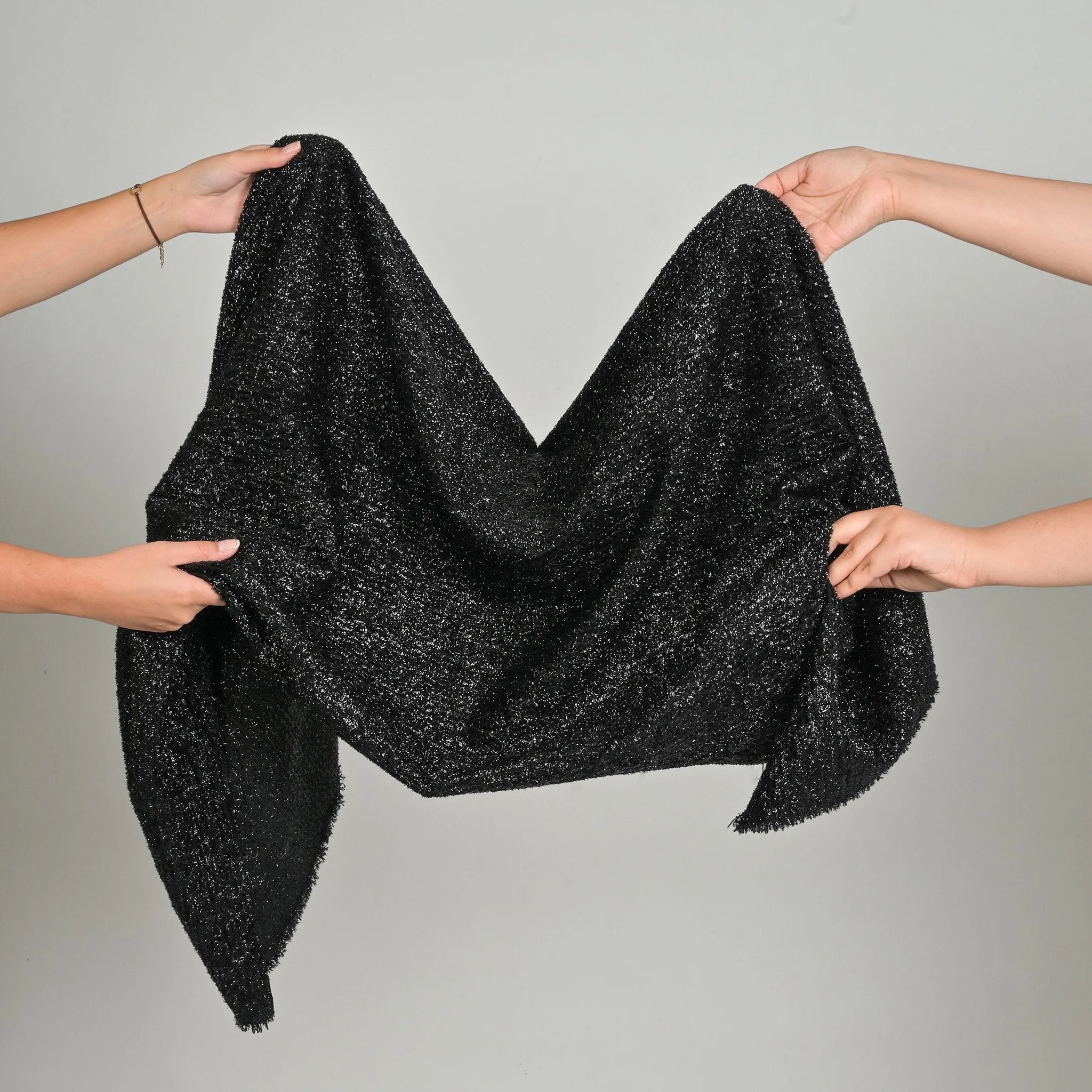 Black Metal Tweed Fabric 1520