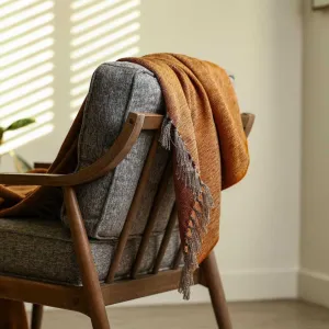Burnt Orange Throw Blanket 58" x 70"  3.5" Tassels