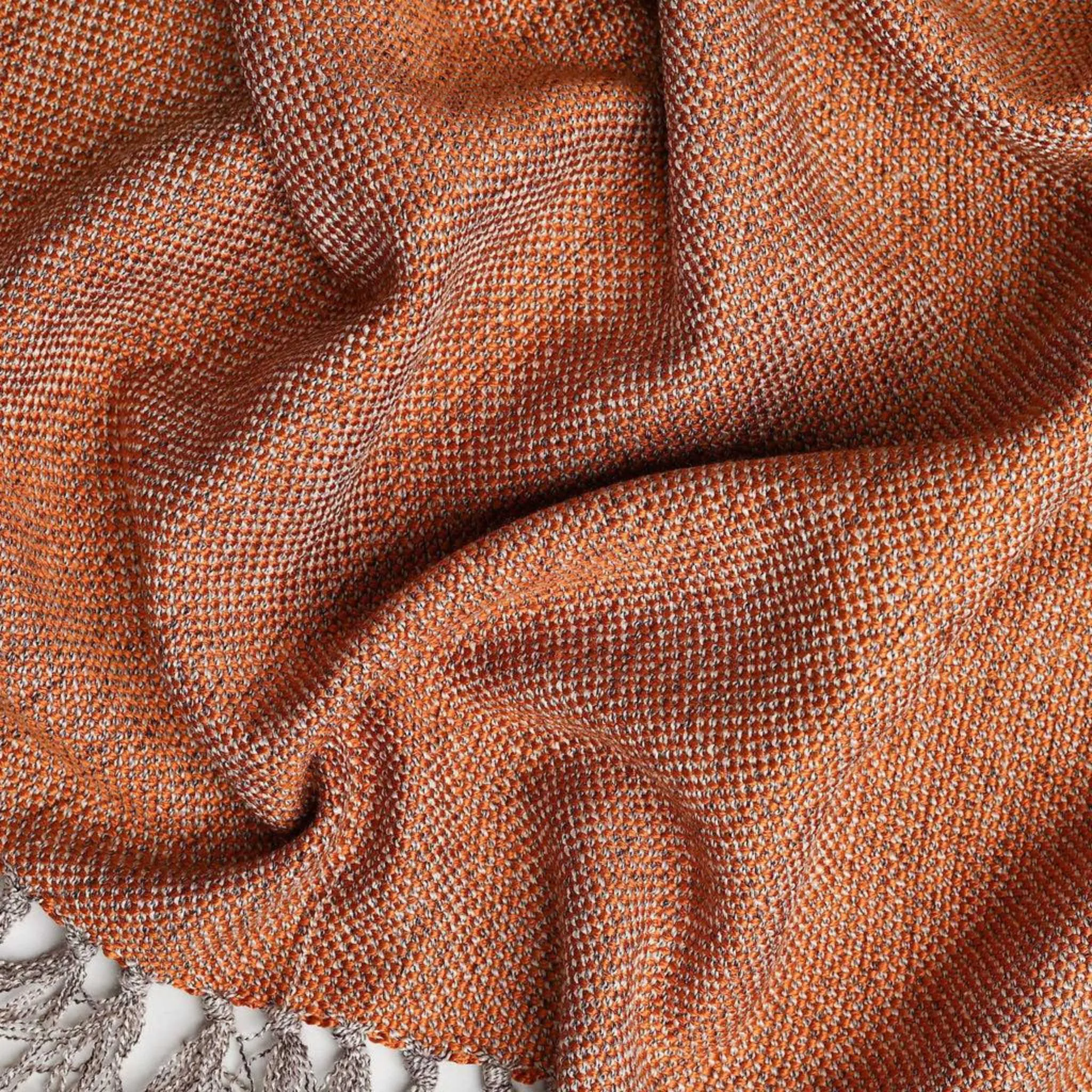 Burnt Orange Throw Blanket 58" x 70"  3.5" Tassels