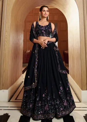 Cardinal Navy Blue Floral Embroidered Designer Lehenga Choli