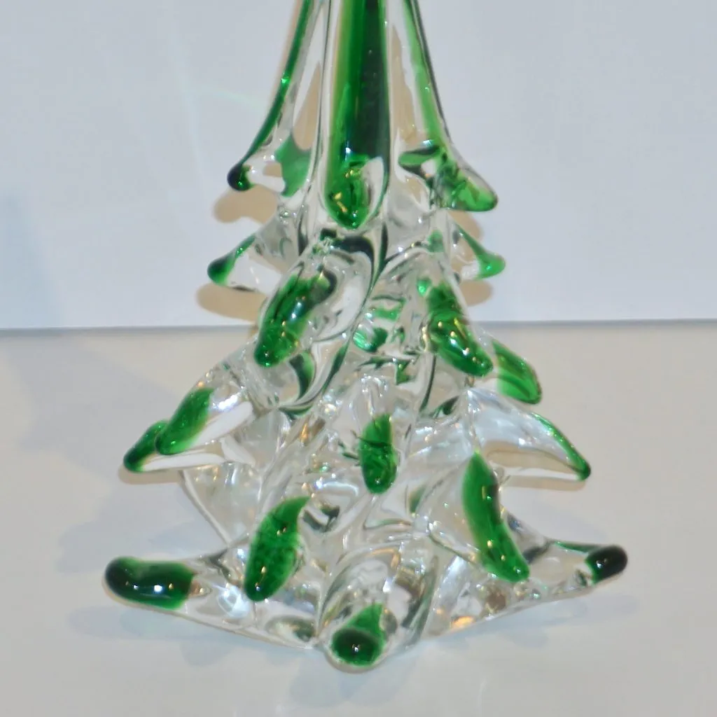 Cenedese 1980 Italian Modern Forest Green Spike Murano Glass Tree Sculpture