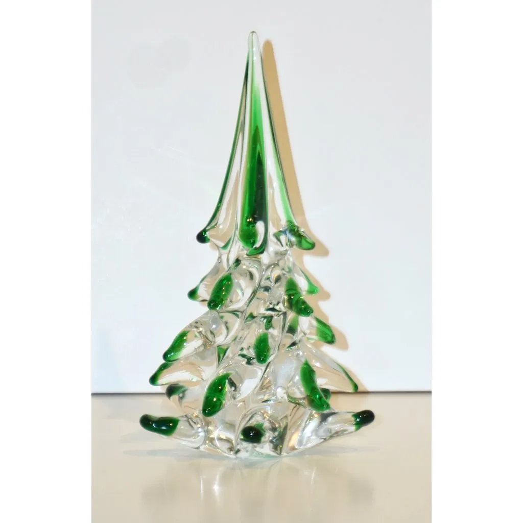 Cenedese 1980 Italian Modern Forest Green Spike Murano Glass Tree Sculpture