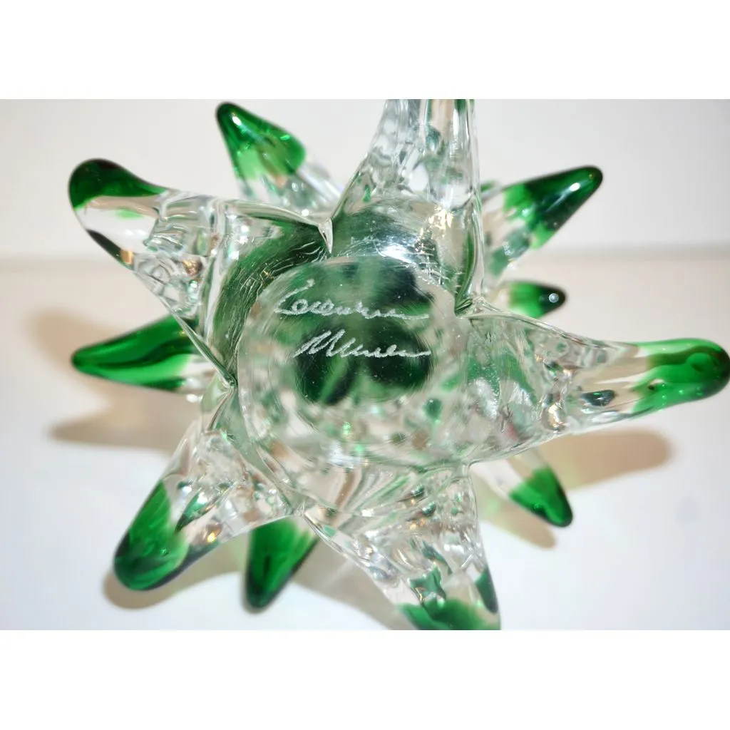 Cenedese 1980 Italian Modern Forest Green Spike Murano Glass Tree Sculpture