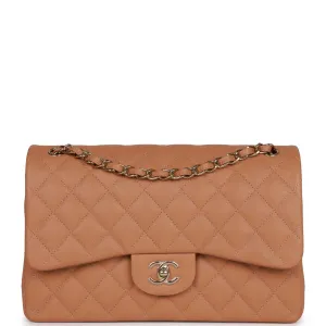 Chanel Jumbo Classic Double Flap Bag Dark Beige Caviar Gold Hardware