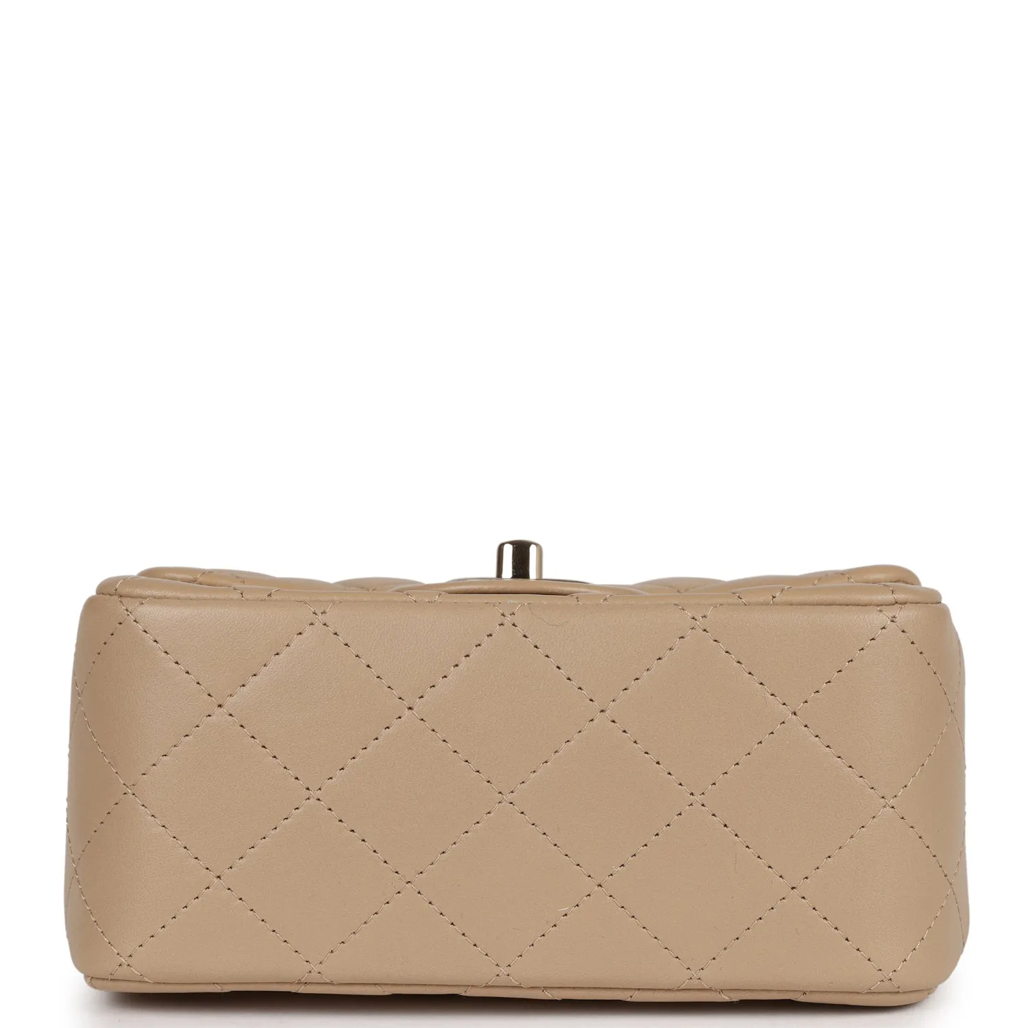 Chanel Mini Square Flap Bag Beige Lambskin Light Gold Hardware