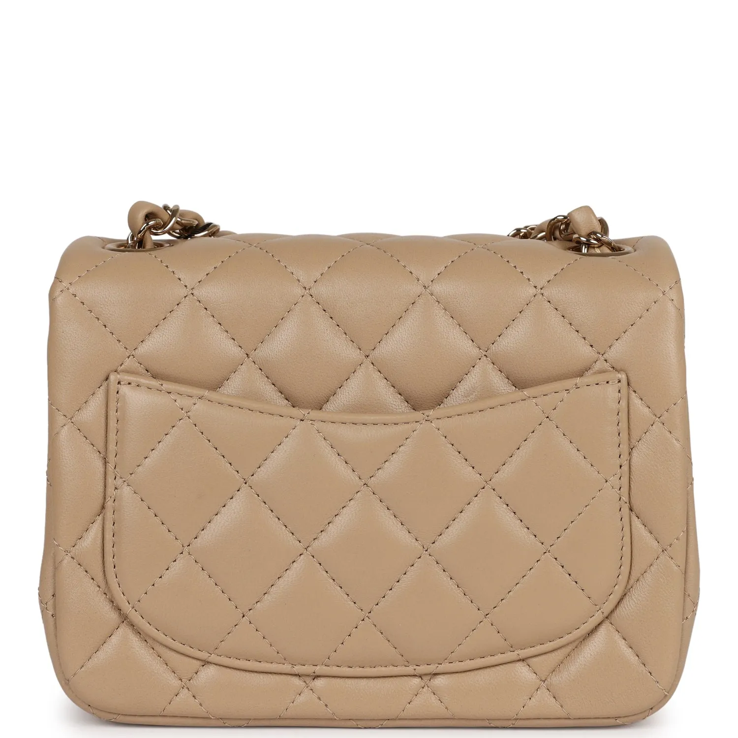 Chanel Mini Square Flap Bag Beige Lambskin Light Gold Hardware