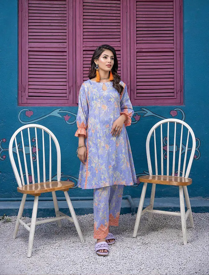 Charizma Nazneen Blue Printed Lawn Pakistani Suits