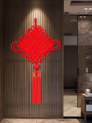Classic Red Chinese Knot Living Room Decoration Hanging Ornament for Housewarming and Background Wall Decor
