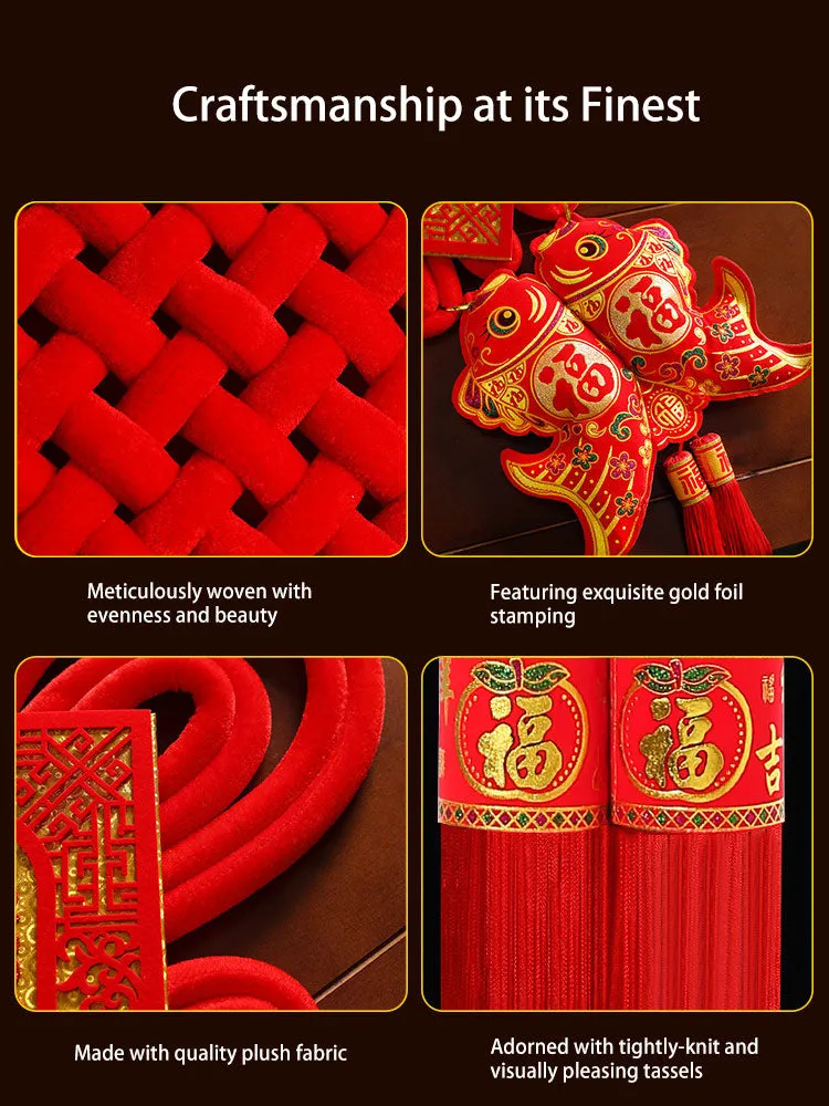 Classic Red Chinese Knot Living Room Decoration Hanging Ornament for Housewarming and Background Wall Decor