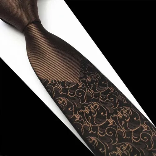 Classy Men Brown Floral Luxury Silk Narrow Tie