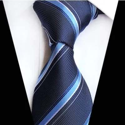 Classy Men Classic Midnight Blue Striped Silk Tie