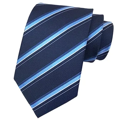 Classy Men Classic Midnight Blue Striped Silk Tie