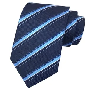 Classy Men Classic Midnight Blue Striped Silk Tie