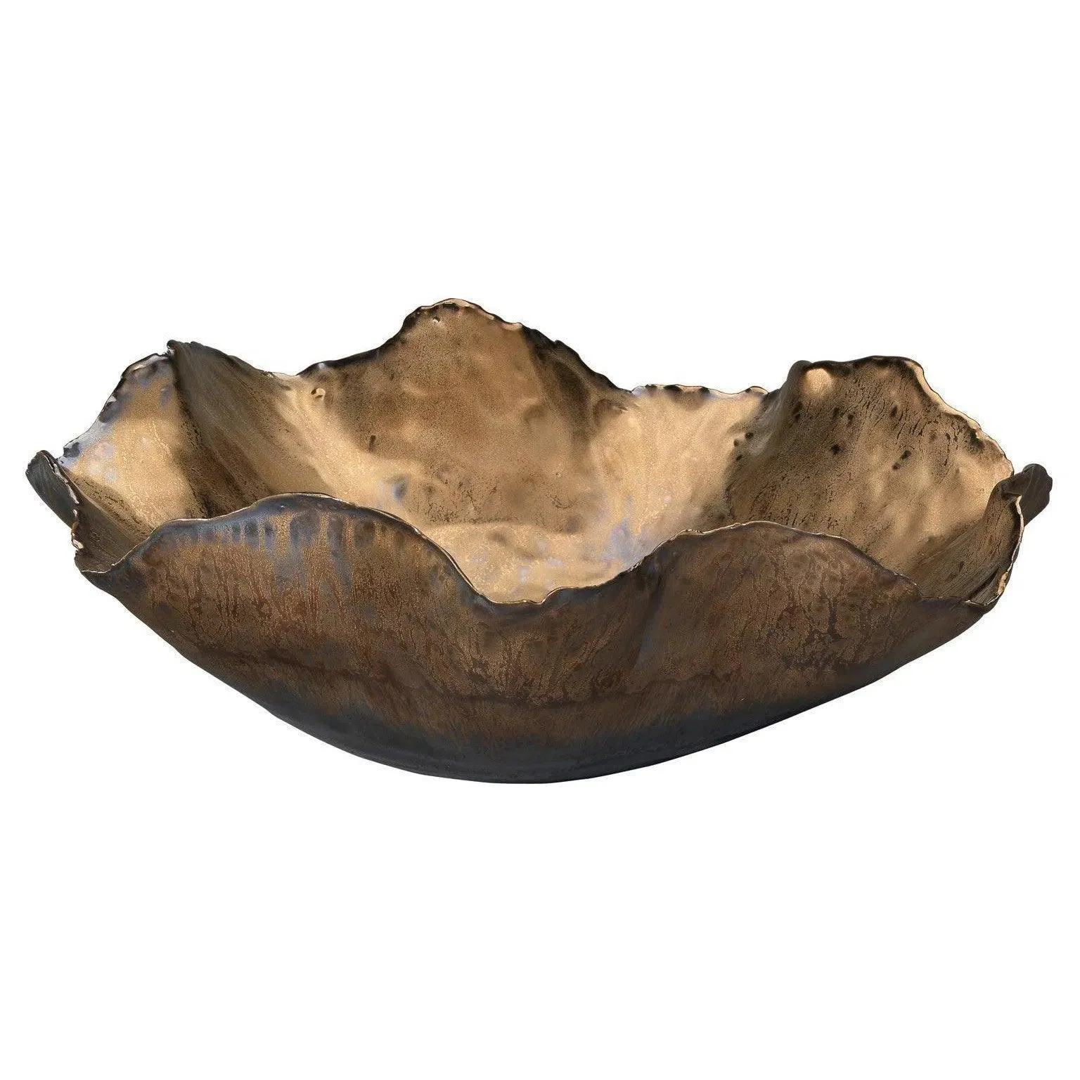 Coastal Style Gold Ceramic Peony Bowl