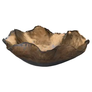 Coastal Style Gold Ceramic Peony Bowl
