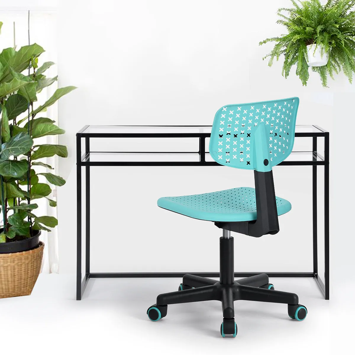 Coloured office chair on castors with adjustable height - IWC