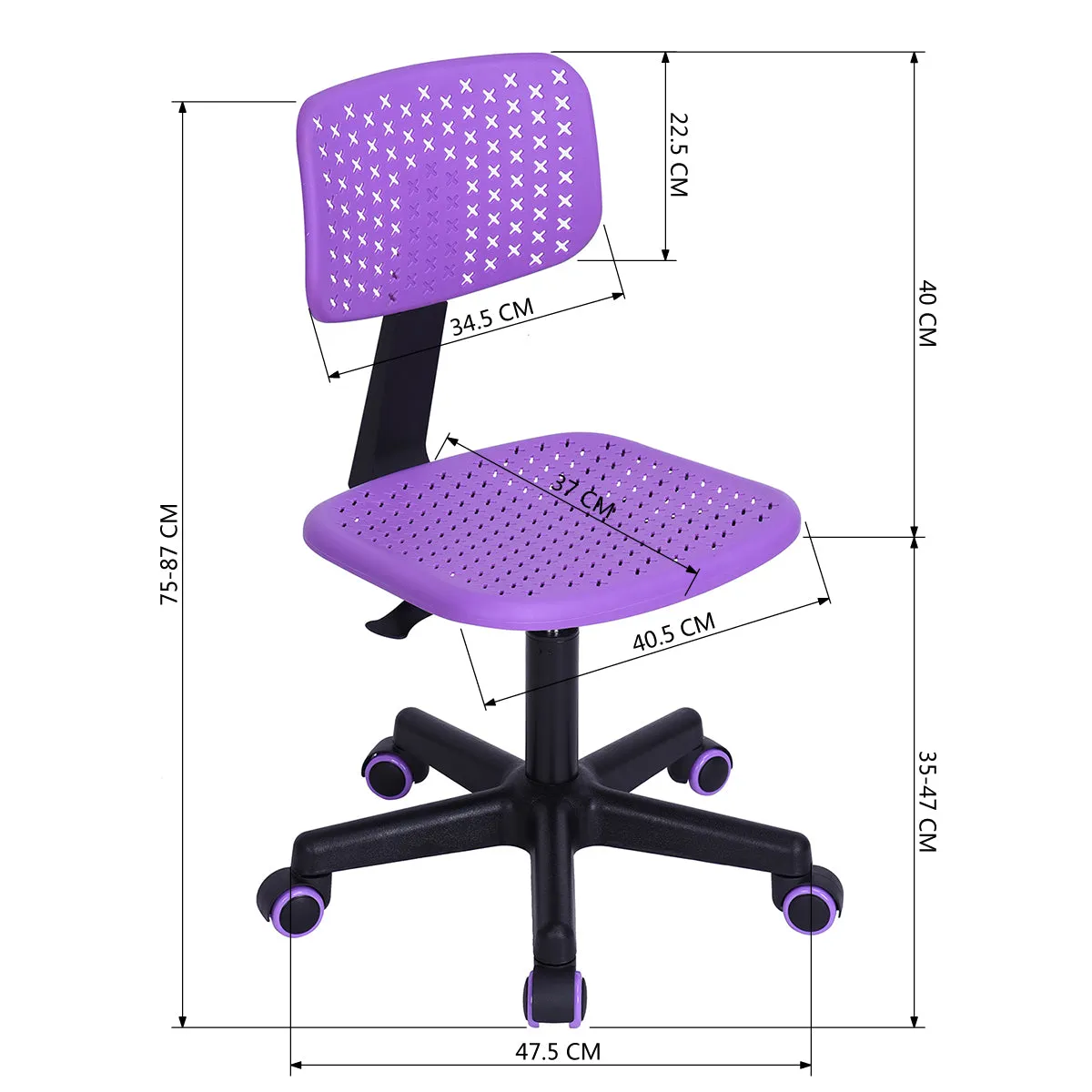 Coloured office chair on castors with adjustable height - IWC