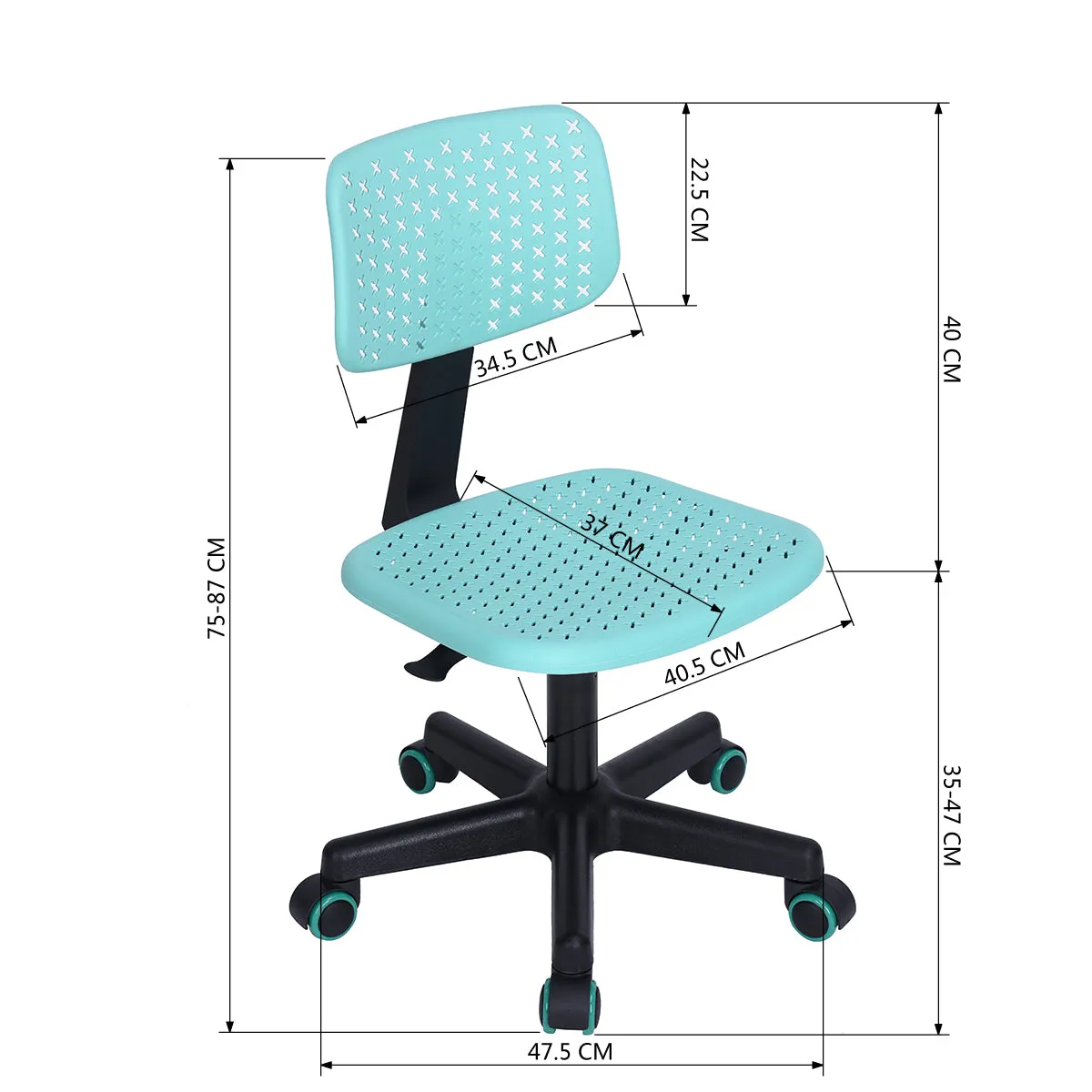 Coloured office chair on castors with adjustable height - IWC