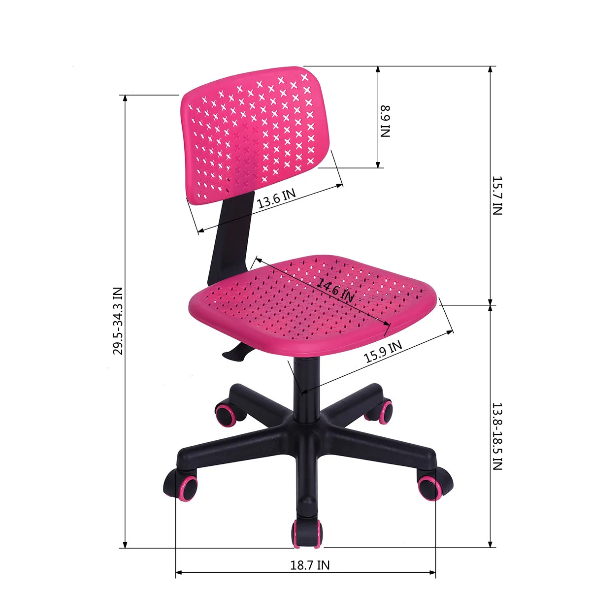 Coloured office chair on castors with adjustable height - IWC