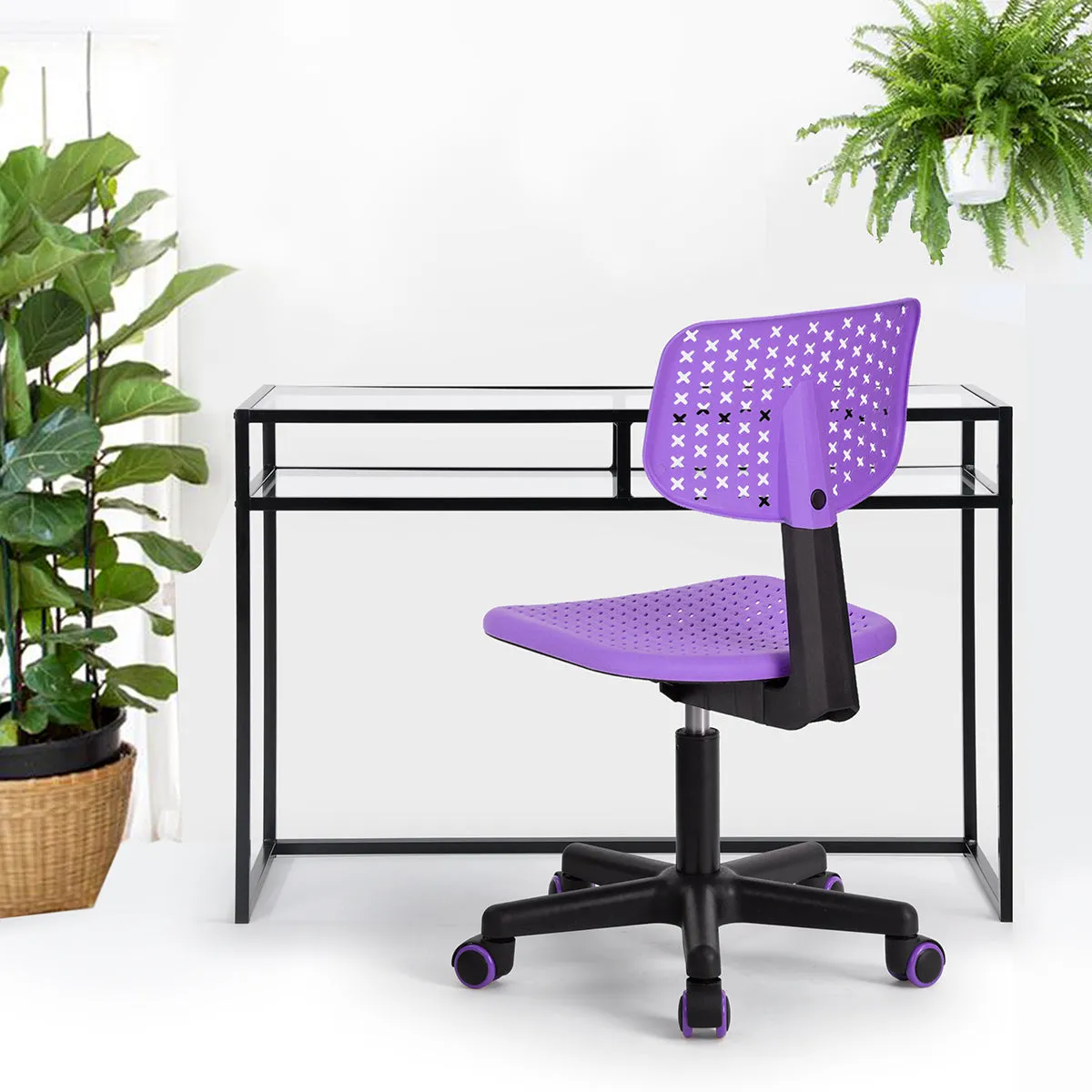 Coloured office chair on castors with adjustable height - IWC