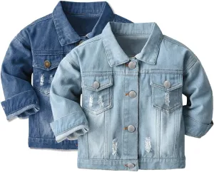 Cromoncent 2 Pieces Kids Classic Denim Jacket for Boys Girls