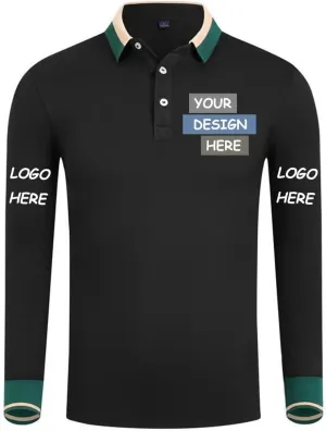 Custom Polo Shirts Design Your Own Customized Long Sleeve Polo Shirt with Logo/Text/Image(Black, XL)