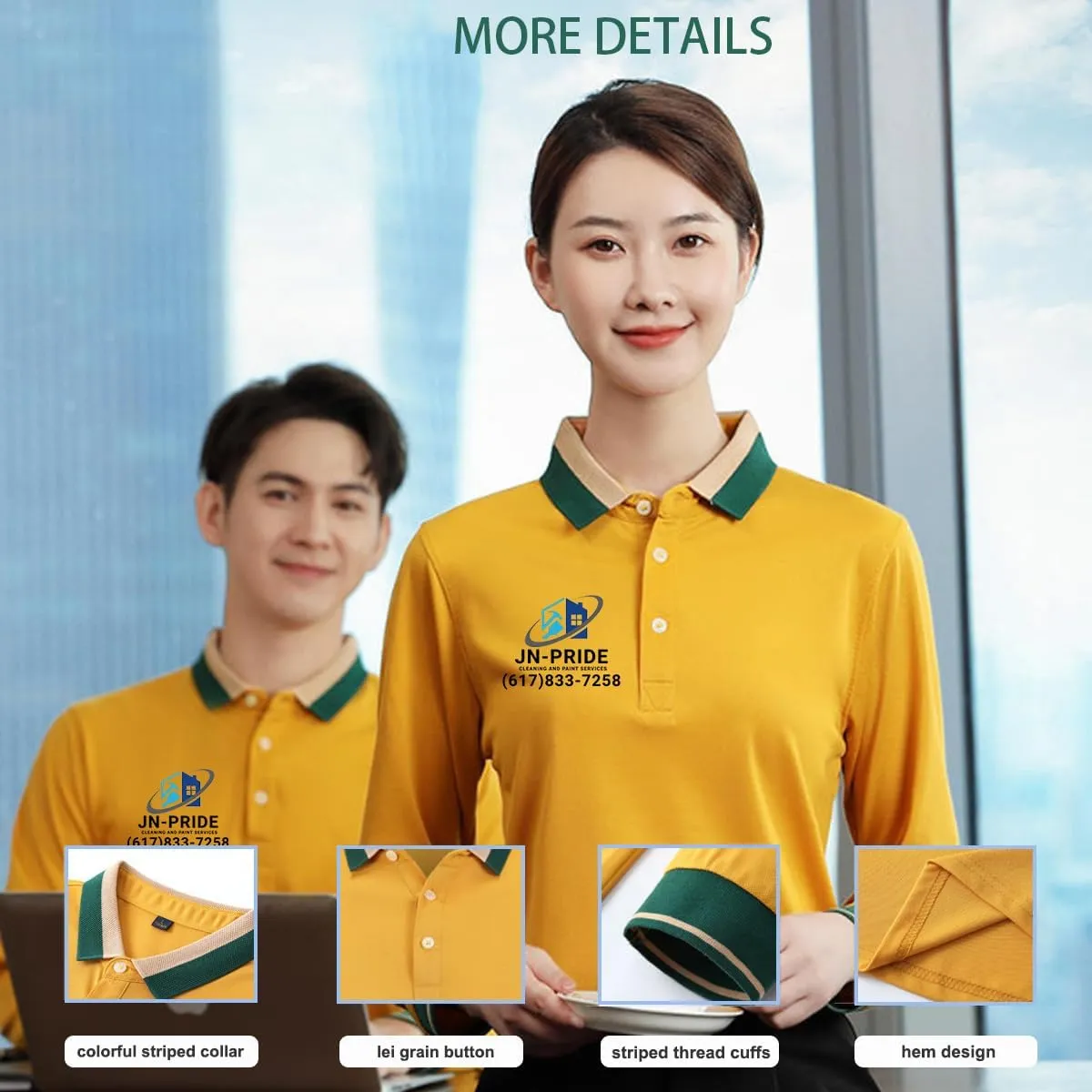 Custom Polo Shirts Design Your Own Customized Long Sleeve Polo Shirt with Logo/Text/Image(Black, XL)