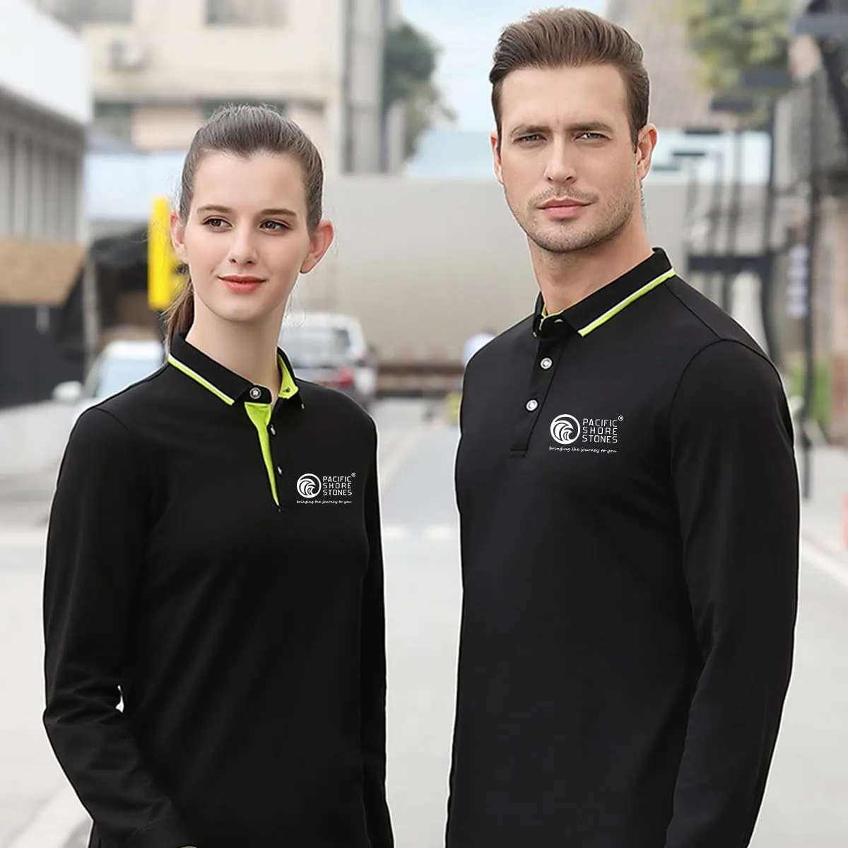 Custom Polo Shirts Design Your Own Personalized Cotton Long Sleeve Polos Customized with Logo/Text/Image(Black, M)