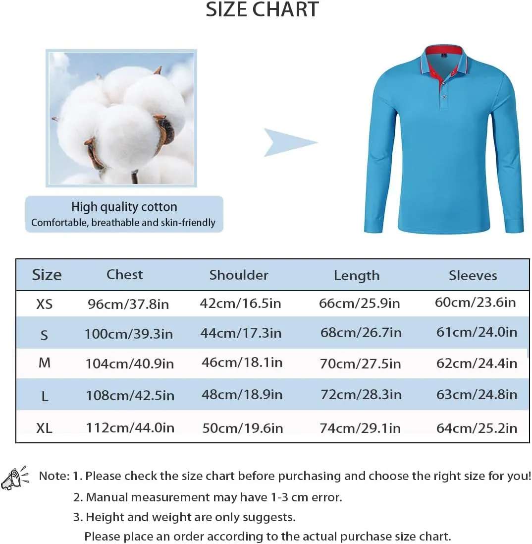 Custom Polo Shirts Design Your Own Personalized Cotton Long Sleeve Polos Customized with Logo/Text/Image(Black, M)