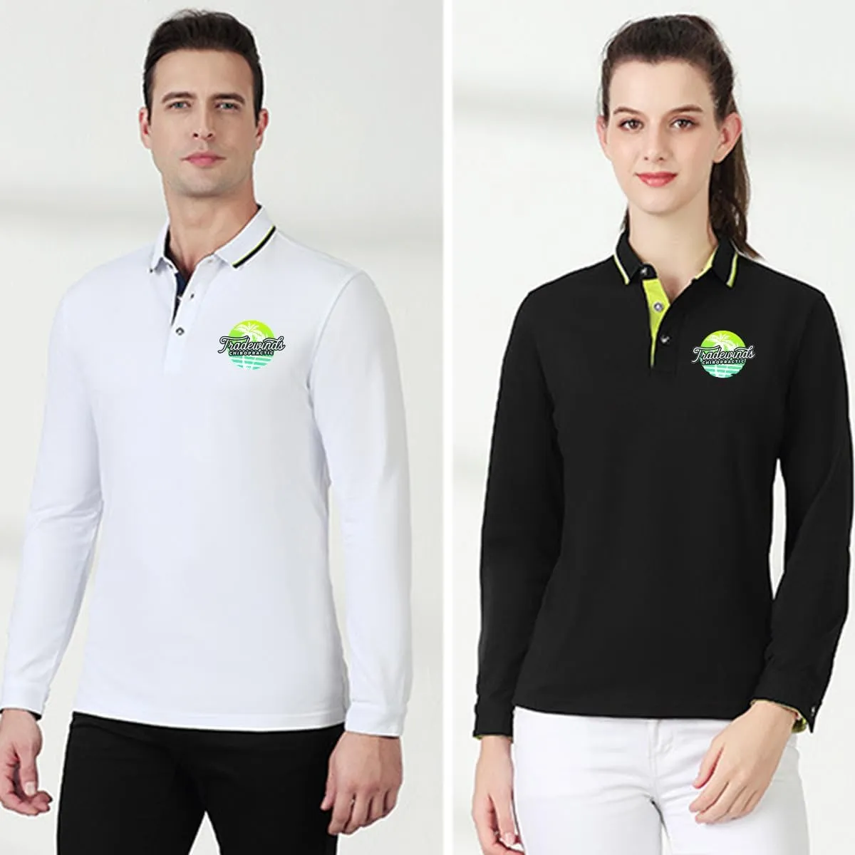 Custom Polo Shirts Design Your Own Personalized Cotton Long Sleeve Polos Customized with Logo/Text/Image(Black, M)