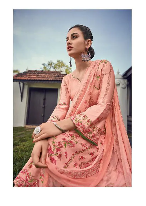 Deepsy Unstitched Printed Peach Jam Cotton Suits Materials