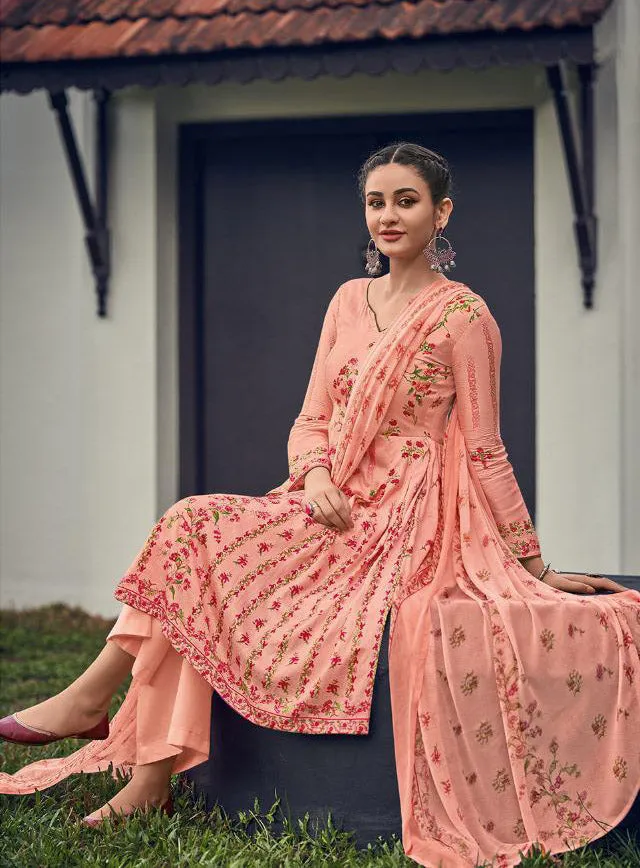 Deepsy Unstitched Printed Peach Jam Cotton Suits Materials