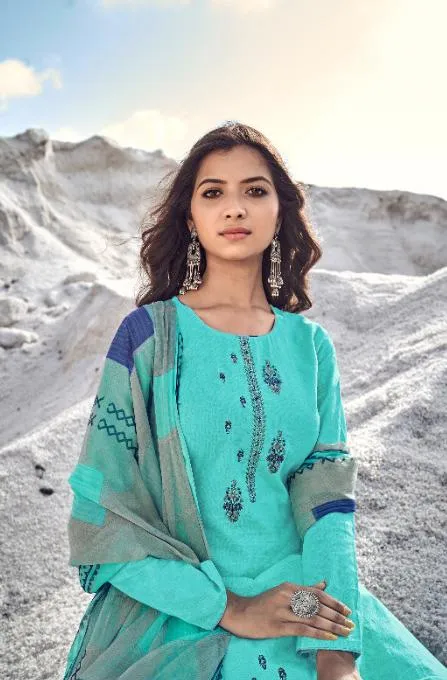 Designer Women Cotton Suits Set with Embroidery