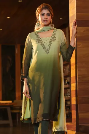 Embroidered Shaded 3 Pcs Set