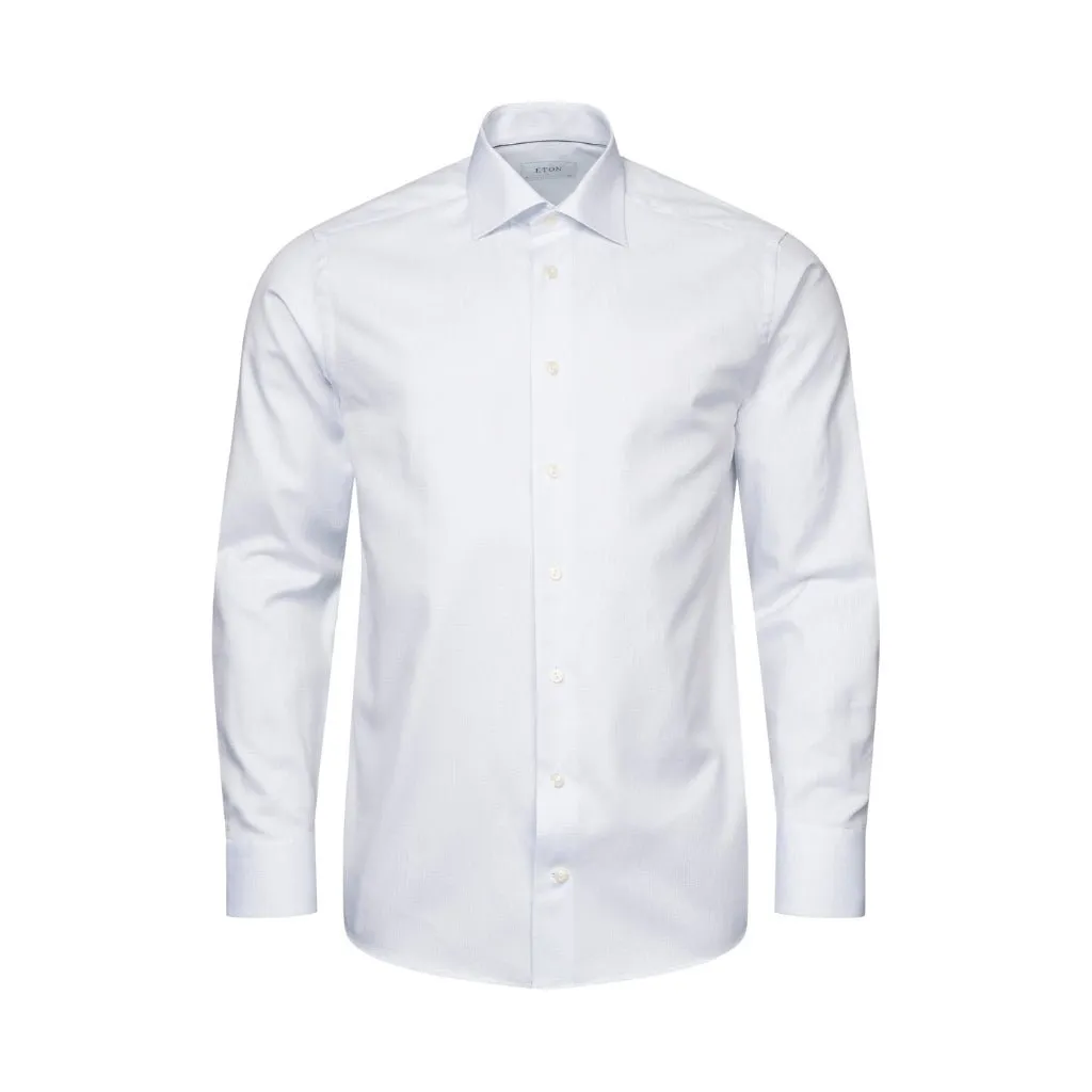 ETON Pin Dot Single Cuff Contemporary Fit Signature Twill Shirt LIGHT BLUE
