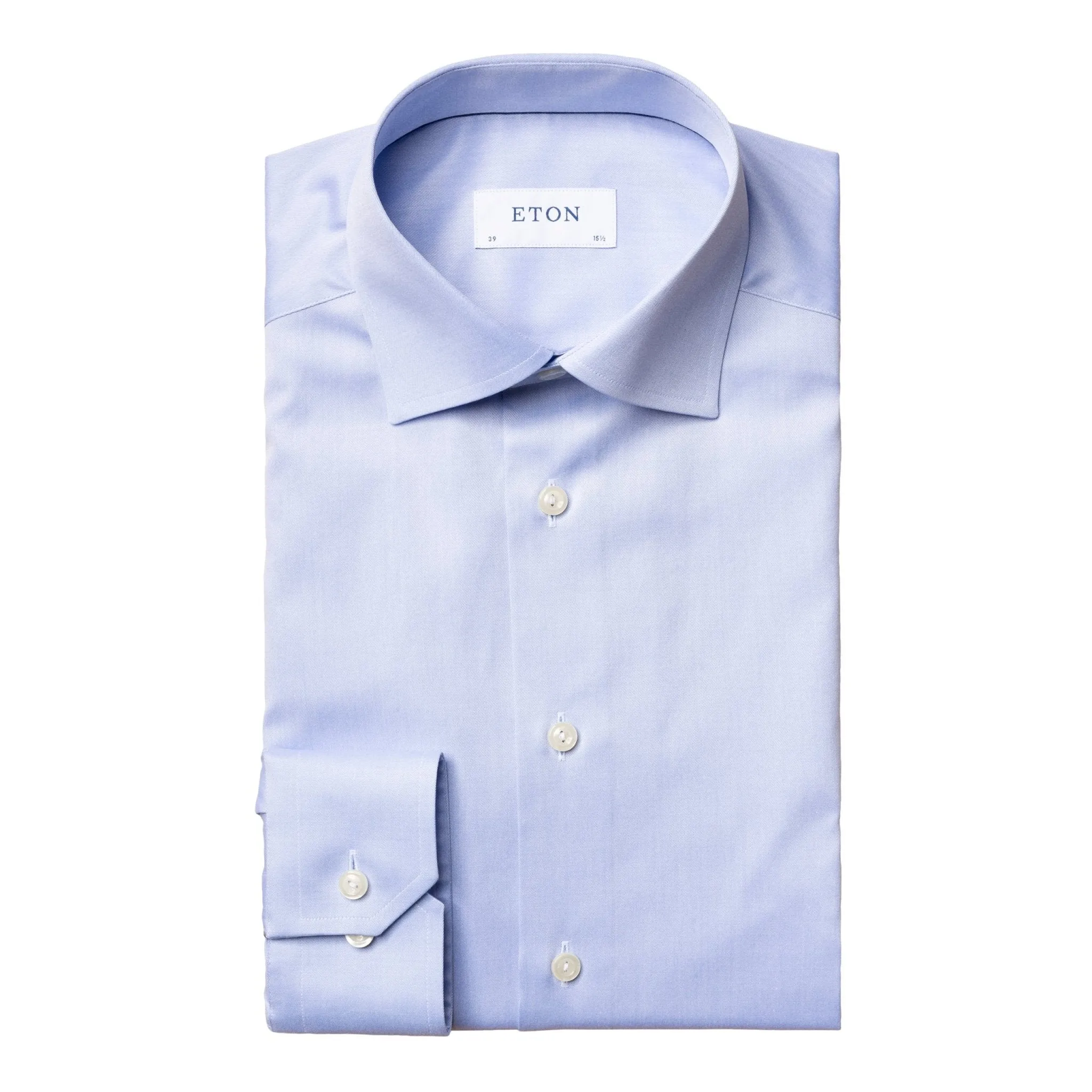 ETON Plain Twill Tail Single Cuff Shirt SKY
