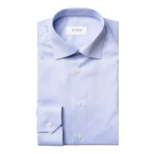 ETON Plain Twill Tail Single Cuff Shirt SKY