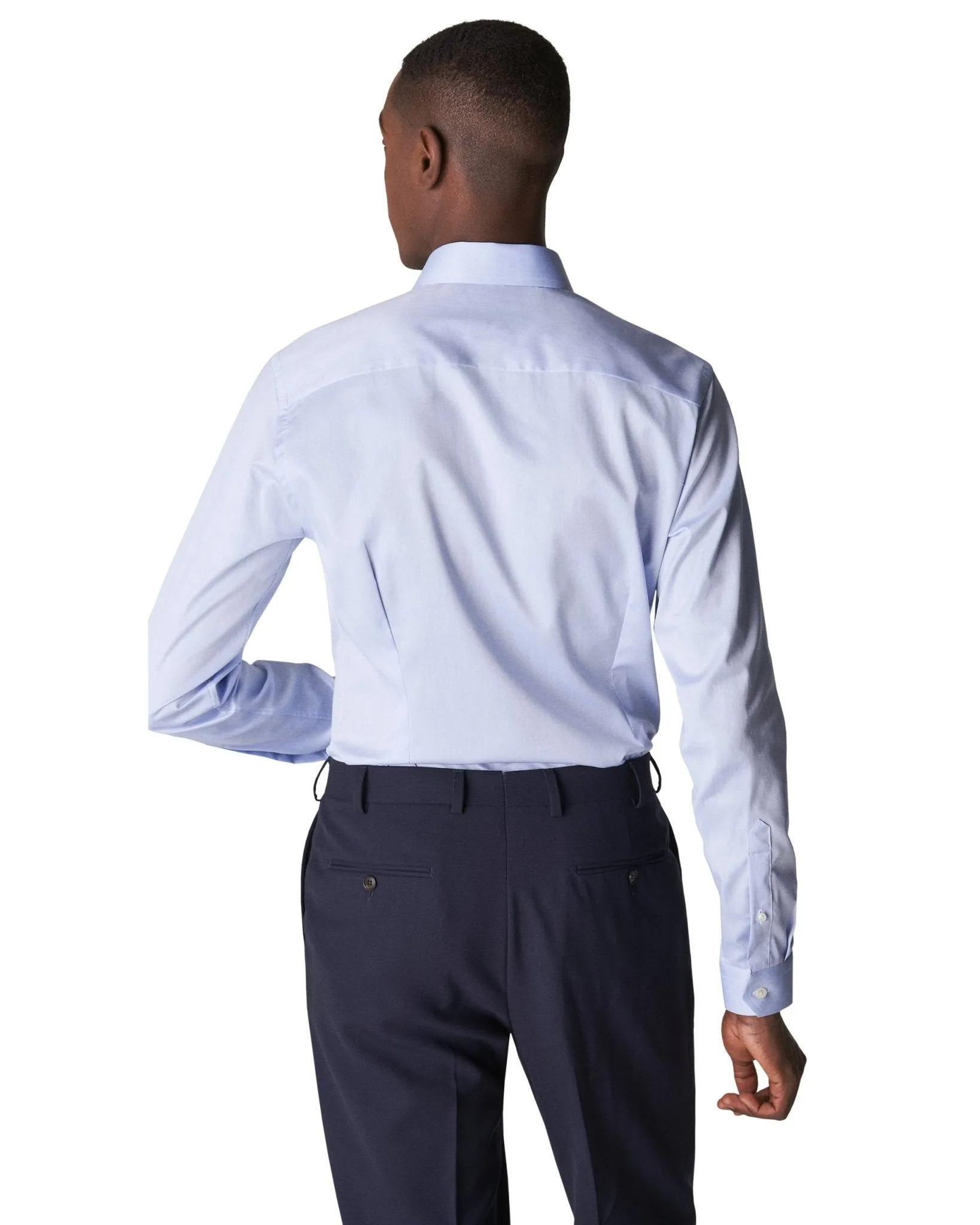 ETON Plain Twill Tail Single Cuff Shirt SKY